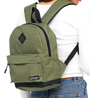 Городской маленький рюкзачок хаки однотонный рюкзак текстильный TIGER прогулочный тканевый рюкзак мини