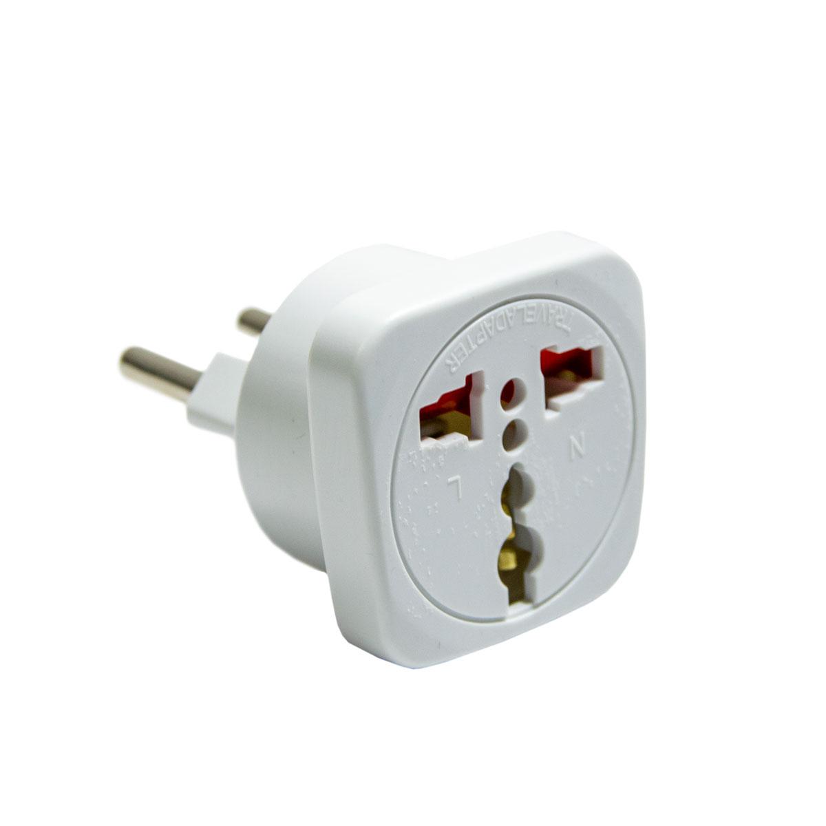 Універсальний мережевий перехідник 10A 250V № 522 Білий, перехідник на європейську вилку, фото 1