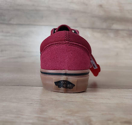 Кеди Бордо на рудій підошві Vans Old Skool кросівки оригінал WineRed/GREY чоловічі кросівки текстил замша, фото 5