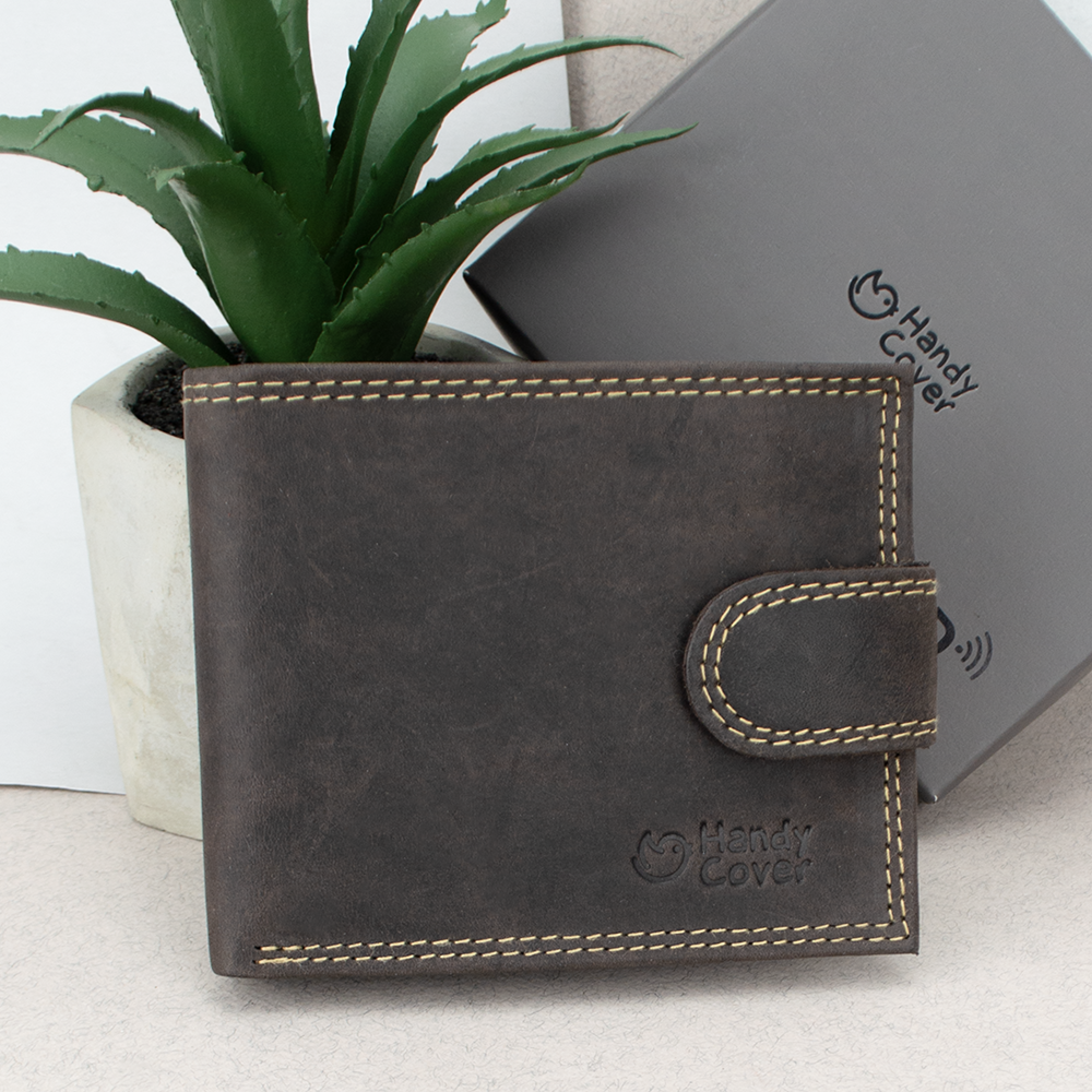 Гаманець чоловічий шкіряний Handycover N0035L-P-CHM коричневий маленький