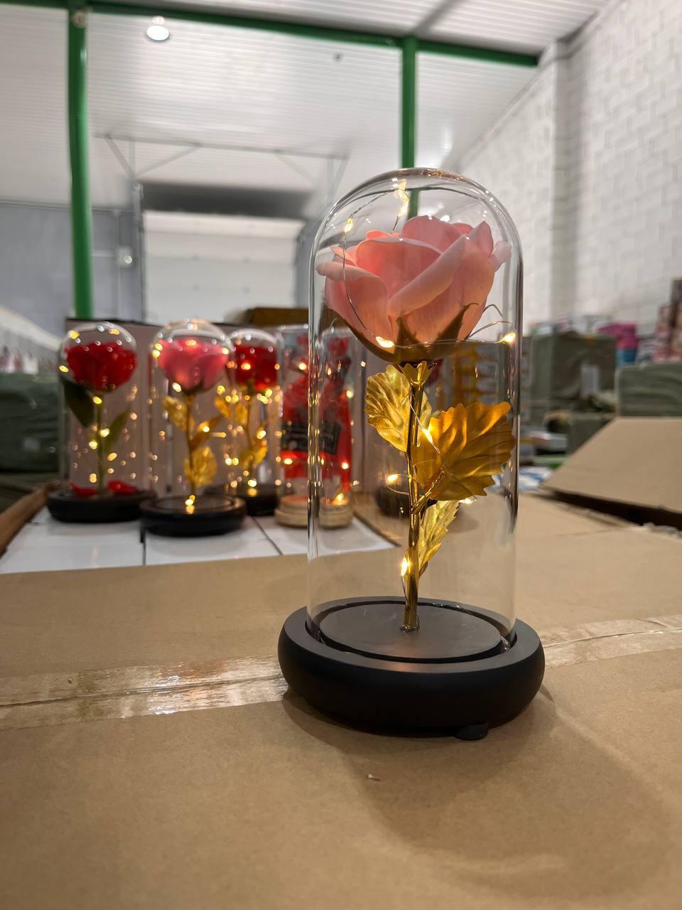 Роза в стеклянной колбе с led подсветкой, ночник сувенир подарок вечная роза в колбе, цветок в вакууме - фото 2 - id-p2111499217