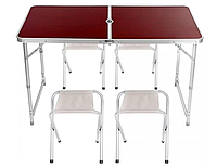 Кемпинговый набор столик для пикника усиленный складной алюминиевый складная мебель комплект 4 стула для отдых