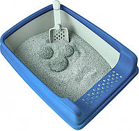 Gattino Туалет для кошек с голубой рамкой и лопаткой 20*35*50 см