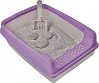 Gattino Туалет для кошек с фиолетовой рамкой и лопаткой 20*35*50 см