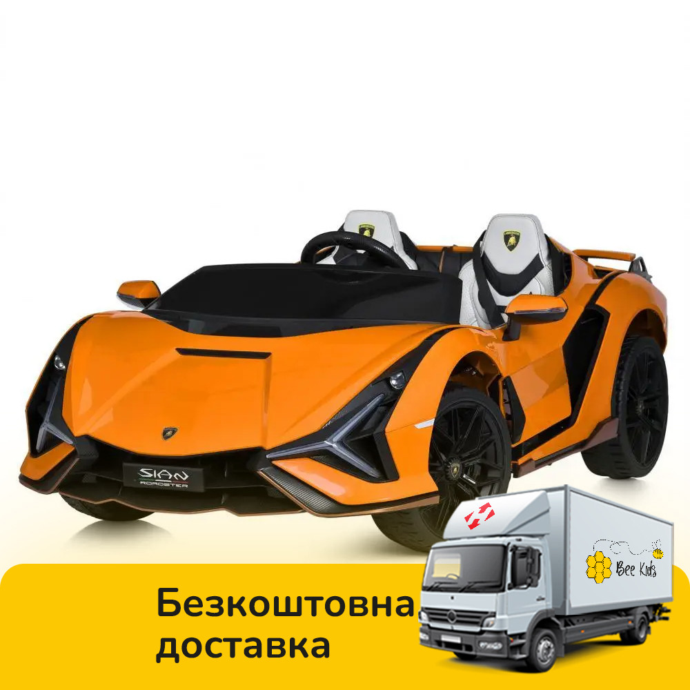 Електромобіль Lamborghini дитячий (4 мотори 30W, акумулятор 12V14AH, пульт 2,4G) Bambi M 5072EBLR-7 Помаранчевий, фото 1