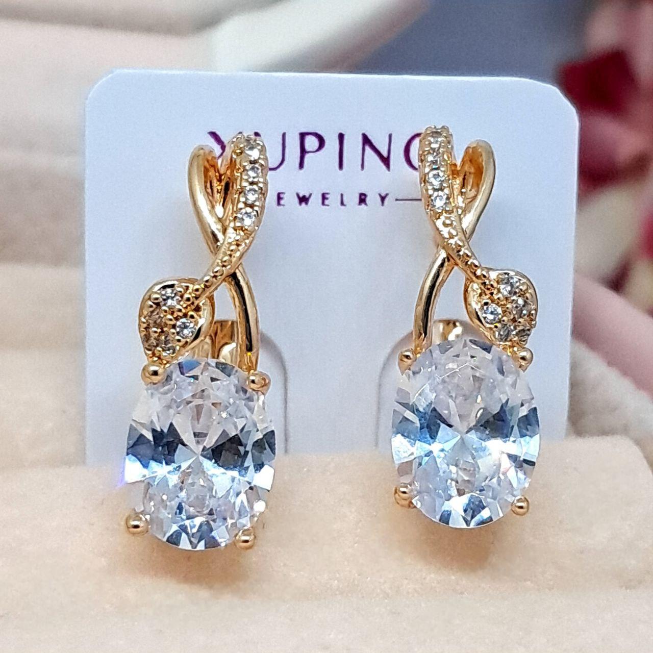 Cережки білий циркон з медичного золота Прикраси Xuping 3700