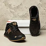 Чоловічі демісезонні тісно коричневі кросівки на шнурівці з натуральної шкіри, фото 8