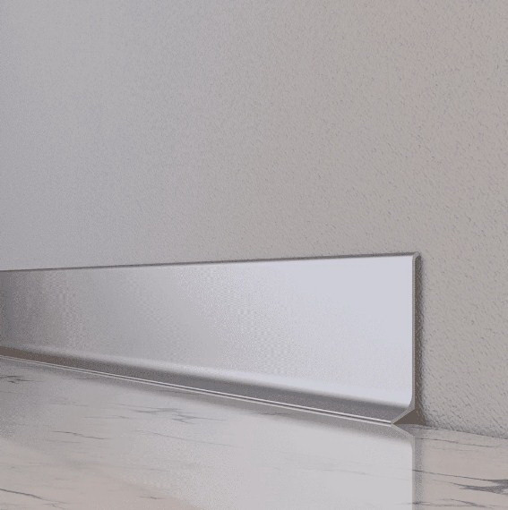 Алюмінієвий плінтус 60х12х2700 мм сріблястий анодований анодований підлоговий арт. ALU-N6012А