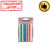 Комплект кольорових перламутрових клейових стрижнів 11.2мм * 100мм, 12шт INTERTOOL RT-1029 STP