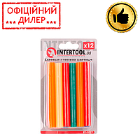 Комплект стрижнів клейових кольорових 11,2 мм * 100 мм, 12 шт. INTERTOOL RT-1027 STP