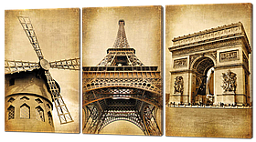 Модульна картина у вінтажному стилі Ейфелева вежа. Париж