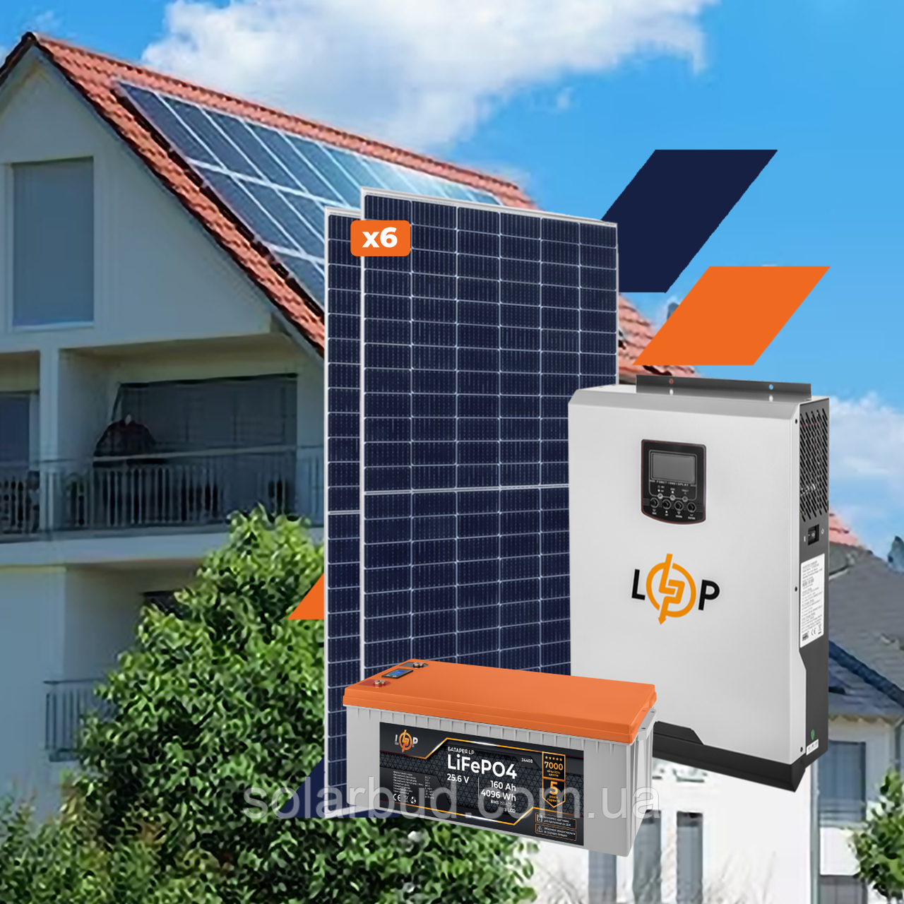 Обладнання для сонячної електростанції (СЕС) Преміум 3,5 kW АКБ 4 kWh LiFePO4 160 Ah