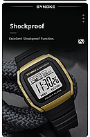 Годинник спортивний SYNOKE ALARM Black + Gold