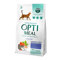 Optimeal Adult Cat Sterilised Salmon сухой корм с лососем для стерилизованных кошек и кастрированных кошек