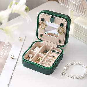 Скринька Casegrace SP-01250 для прикрас і ювелірних виробів портативна з дзеркалом 10*10*5 см Green