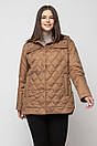 Весняна стьобана куртка - сорочка 1053 великого розміру 48-60 фісташка, фото 5