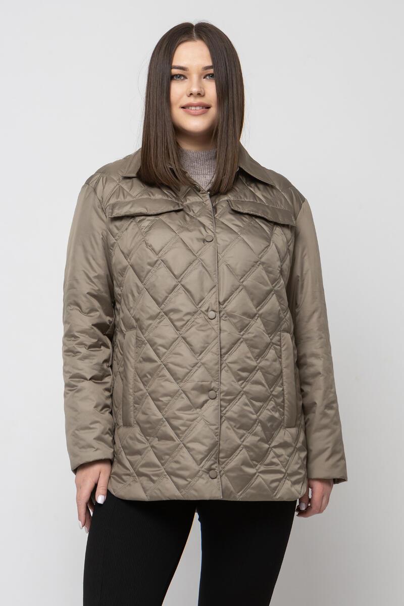 Весняна стьобана куртка - сорочка 1053 великого розміру 48-60 фісташка