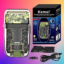 Роторна електробритва Kemei KM-TX7 (Потужність 5 Вт, Дисплей, USB заряджання)