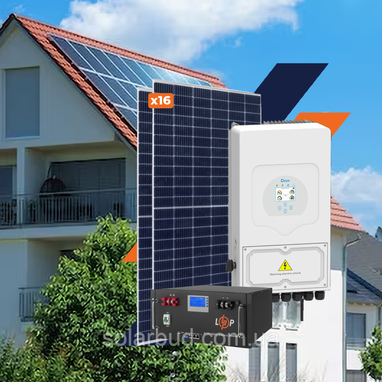 Комплект СЕС DEYE for LP 6 kW GRID 3Ф з АКБ 5,1 kW