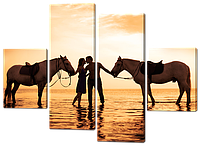 Модульна картина Закохана пара з кіньми