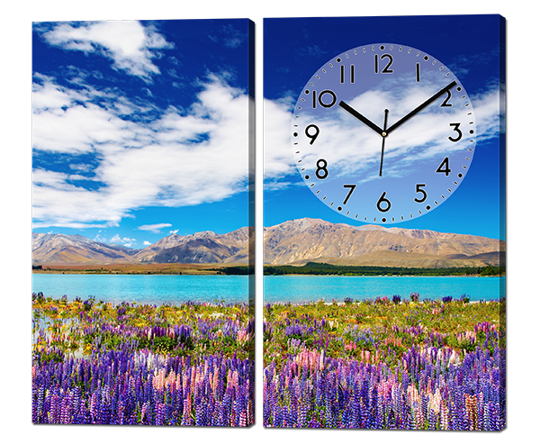 Модульна картина з годинником Квіти 80*70 см