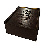 Подарочная деревянная коробка с надписью 10х7х5 (Венге)