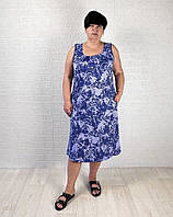 Сарафан жіночий для дому літній трикотажний на бретельках із кишенями батал 52-62р