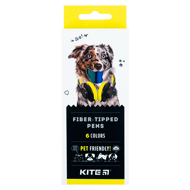 Фломастери Kite Dogs K22-446, 6 кольорів. Термін придатності до 10.04.2024