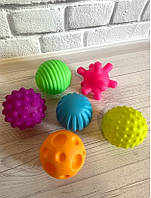 Набор тактильных мячиков Play Toy по методике Монтессори (текстурные, сенсорные) яркие