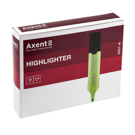 Маркер Axent Highlighter 2531-04-A, 1-5 мм, клиноподібний зелений. Термін придатності до 30.09.2024, фото 2