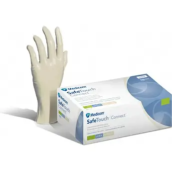 Латексні рукавички неопудрені SafeTouch Connect Medicom, розмір L 100 шт./уп