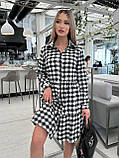 Плаття-сорочка на коліно з фланелі в карту чорно-біле, фото 4