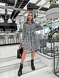 Плаття-сорочка на коліно з фланелі в карту чорно-біле, фото 2