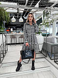 Плаття-сорочка на коліно з фланелі в карту чорно-біле, фото 3