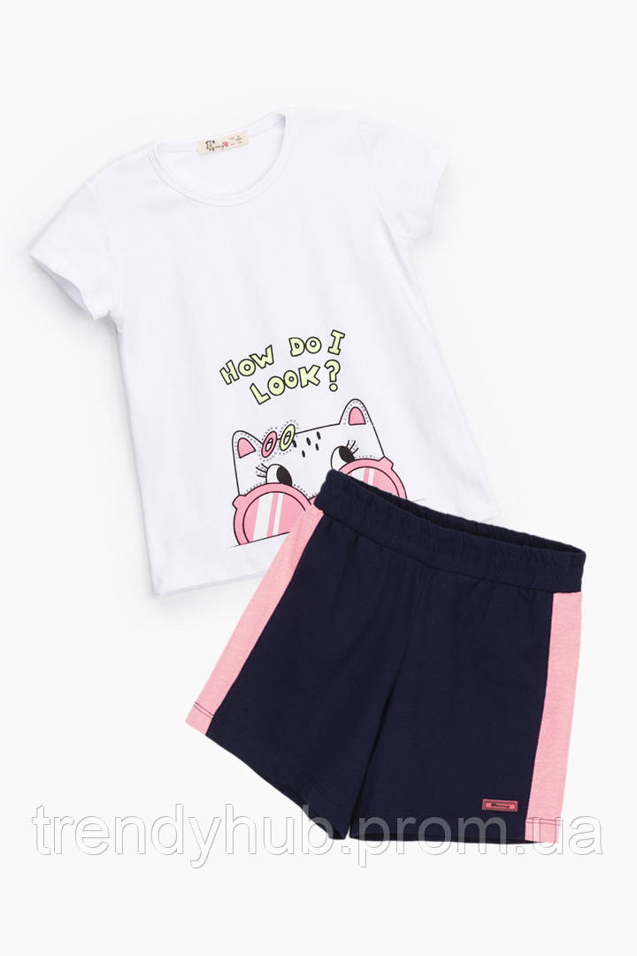 Костюм для девочки Breeze 1080 футболка + шорты 110 см Белый (2000989655480) LP, код: 8021133 - фото 1 - id-p2111543448