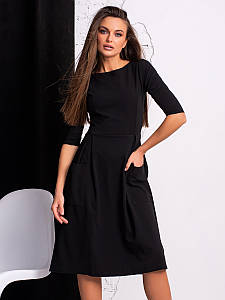 Повсякденне зручне базове жіноче плаття-міді Tirend, чорне
