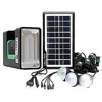 Портативная система освещения GDLite GD-10 Фонарь + 3 LED лампы + солнечная панель FM Bluetoo KN, код: 7737487