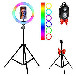 Кільцева Led лампа 36 см MJ36 + Подарунок Штатив для лампи + Подарунок Пульт / RGB лампа для селфі