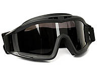 Защитные очки для страйкбола с 3-мя линзами от ветра и пыли Black