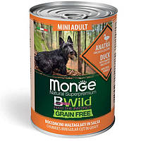 Monge Dog Wet BWild Grain Free Duck Mini Adult - консервированный корм из утки для собак мелких пород (кусочки