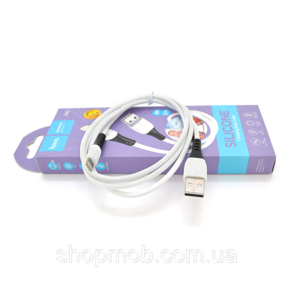 SM  SM Кабель Hoco X82 silicone, iPhone-USB, 2.4A, White, длина 1м, BOX