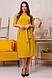 Повсякденне зручне базове жіноче плаття-міді Tirend, гірчичне, фото 3