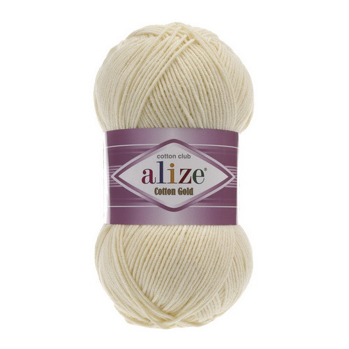 Пряжа бавовняна Alize Cotton Gold Кремовий №01 (Алізе Коттон Голд) 100гр, 330м нитки для в'язання