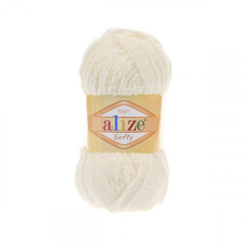 Пряжа плюшева Alize Softy (Алізе Софтлі),Ванільний №62, 50гр., 115м. нитки для в'язання