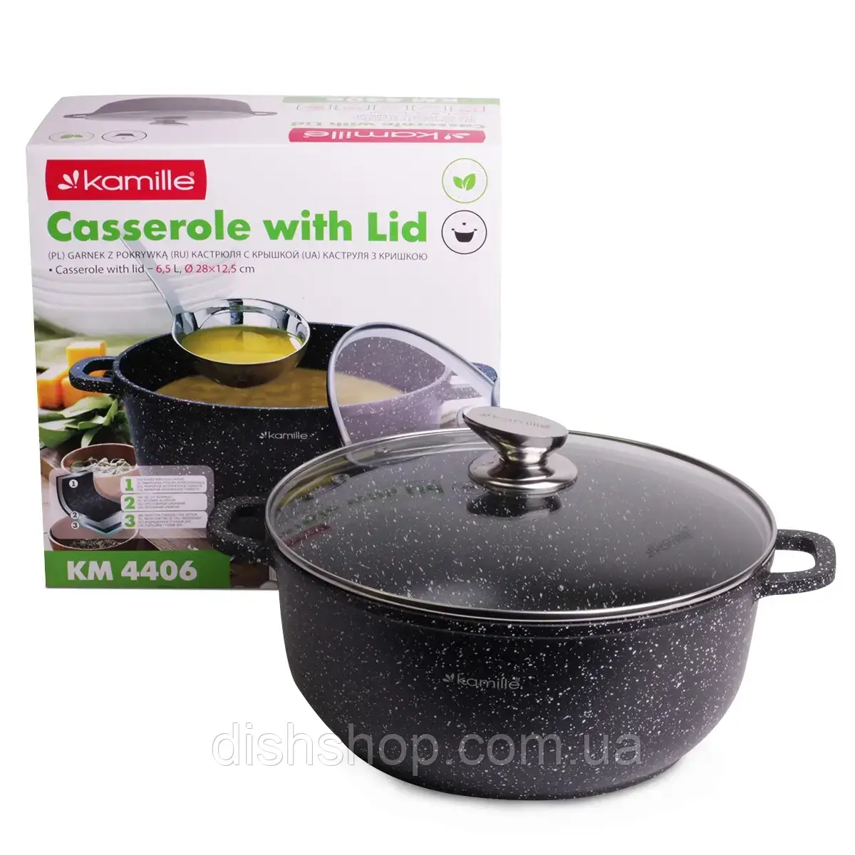 Каструля-казан Kamille 6.5 л з антипригарним покриттям, фото 1