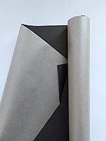 Бумага для упаковки подарков 70 см х 7 метров крафтовая черная с серебром
