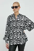Сорочка Bruuns Bazaar Geranium Ava жіноча колір чорний regular зі стійкою, 34, 36, 38, 40