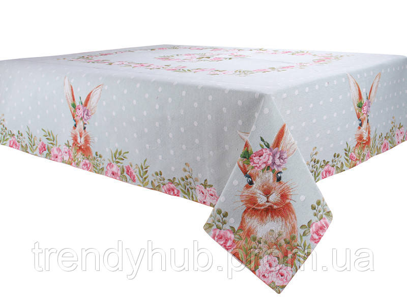 Кухонная скатерть Lefard 140х260 см Cute Bunny in flowers (AL219106 ) LP, код: 8202530 - фото 1 - id-p2111604219