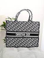 Брендовая женская сумка шопер Диор Большой женский шопер Dior Текстильный брендовый шопер Christian Dior Люкс