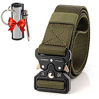 Ремень 125см Tactical Belt + Подарок Вечная бензиновая спичка / Тактический ремень с пряжкой Cobra